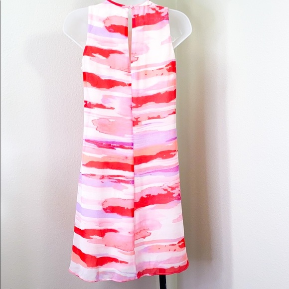 Calvin Klein Sheer WATERCOLOR Stripe Shift Dress - Picture 4 of 7